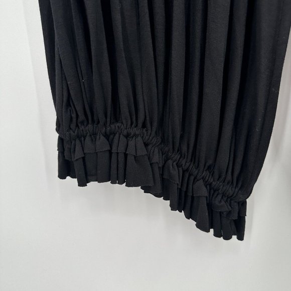 Kedem Sasson Solid Black Elastic Waistband‎ Ruffle Hem Wide Leg Pants One Size - Picture 5 of 10